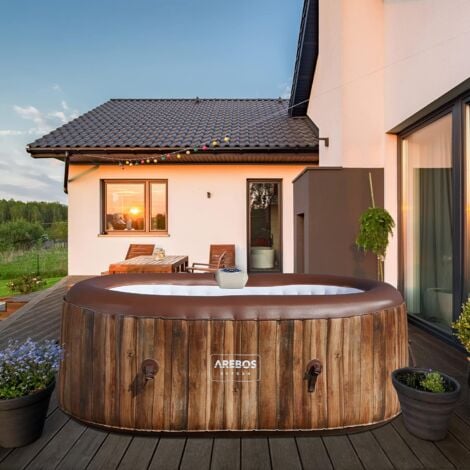 AREBOS Spa Gonflable  Gonflable  Intérieur & Extérieur  190x120 cm Ovale  2 Personnes  90 Jets de Massage  550 litres