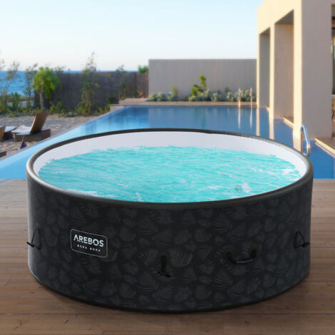 AREBOS Spa Hinchable In-Outdoor Whirlpool Spa Piscina Bienestar Calefacción Masaje Inflable ⌀ 180 cm - Antracita