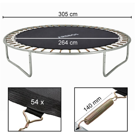 AREBOS Sprungmatte Durchmesser 264 cm für Trampoline mit Durchmesser 305 cm 140 mm Federn 54 Ösen