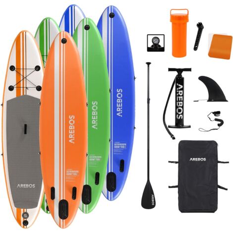 AREBOS Stand Up Paddle Sup Gonflable | Single Layer | 300cm ou 320cm | Pagaie/ Pompe Haute Pression