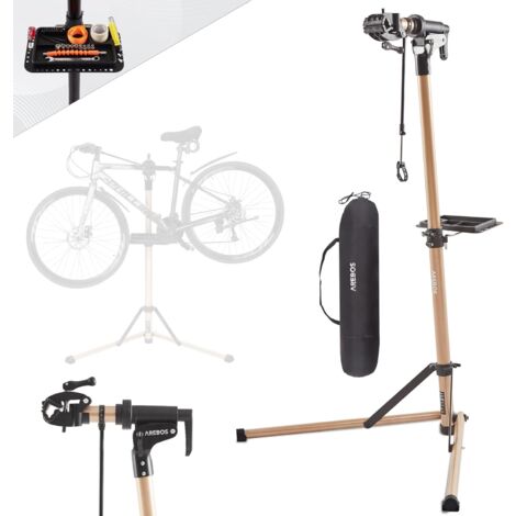 AREBOS Support de montage professionnel en aluminium pour vélo de montagne, vélo électrique, support de montage pour charges lourdes, support de vélo + sac avec dispositifs de libération rapide