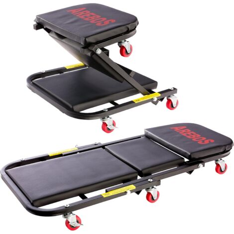 Arebos – Table d'atelier 2 en 1 sur roulettes – Charge 150 kg – Dimensions 92 x 44 x 12 cm – Pour travaux sous véhicules