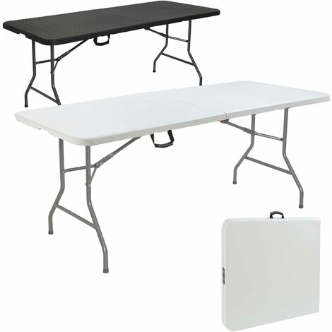AREBOS Table Pliable de Camping Pliante Plastique Robuste Blanche Table de Jardin terrasse Buffet intérieur extérieur / 180 cm - Blanc