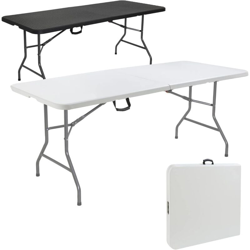 arebos table pliable de camping pliante plastique robuste blanche table de jardin terrasse buffet intérieur extérieur blanc - blanc