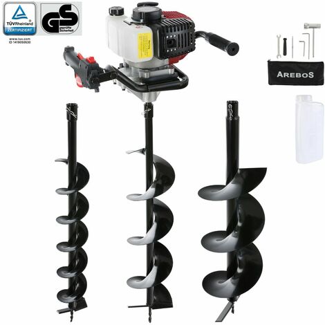 Arebos Taladro de Tierra 52cc 2,18 CV - Ahoyador Plantador Auger de Tierra Borer Gasolina