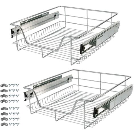 AREBOS Telescopic Drawer 2x 50 cm - silver