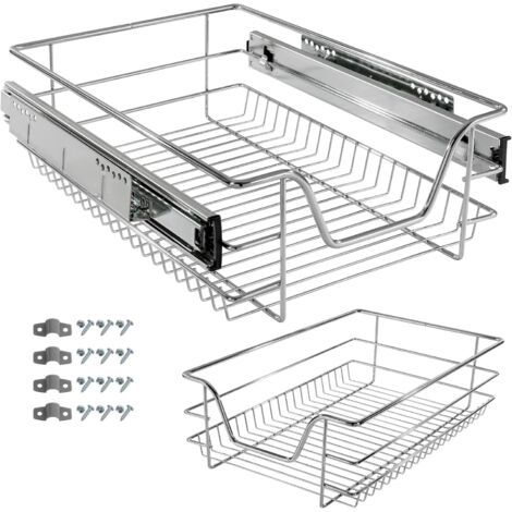 Arebos – Tiroir télescopique 40 cm – Charge max 20 kg – Matériau fer chromé – Installation facile pour armoires 30-60 cm