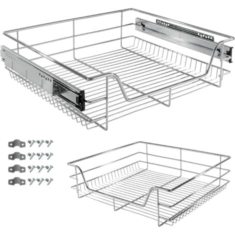 AREBOS Tiroir télescopique  pour Largeur d'armoire/chromé/Choix du kit  Tiroir de Cuisine Coulisse à Panier Coulisse d'armoire, Inserts de tiroirs pour Armoire de Cuisine  60 cm