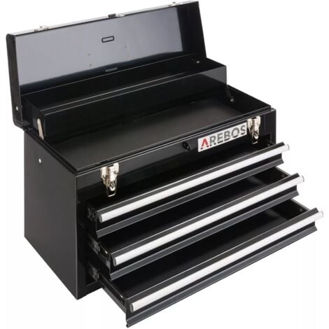 CANBOLAT VERTRIEBS GMBH AREBOS Tool Box 3 Drawers Tool Case Tool Chest Tool Kit Black