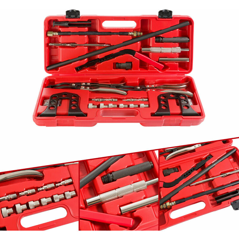 AREBOS Tool Set for Valve Stem Seal Remover Valve Spring Clamps Valve Spring - Red
