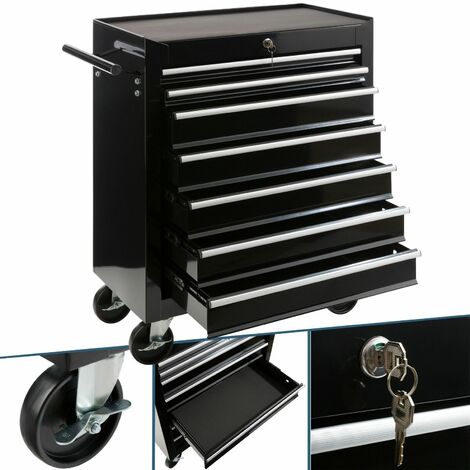 main image of "AREBOS Tool trolley Toolbox trolley 7 drawers with ball bearings Black - Black"