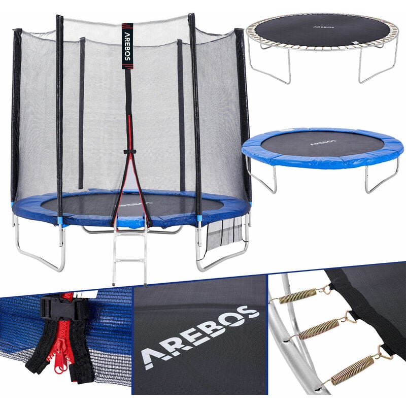 

Trampolín de Jardín 305 cm 10 ft Cama elástica con red de seguridad y escalera - azul - Arebos