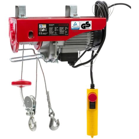 Arebos – Treuil électrique 500W – Charge max 200kg – Câble acier 3mm – Hauteur de levage 12m – Télécommande 1,5m – Protection IP54