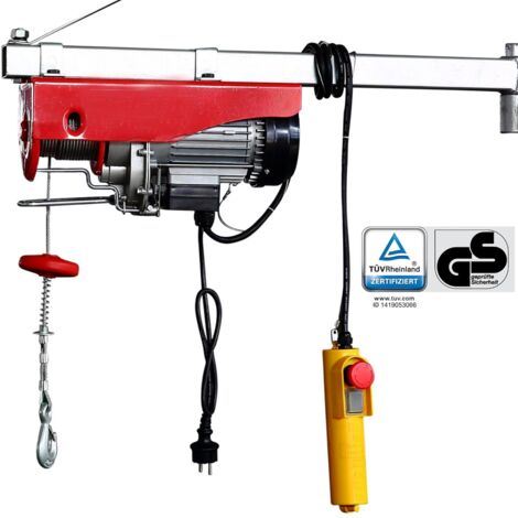Arebos – Treuil palan électrique 500/1000 kg – Puissance 1300 W – Télécommande 1,5 m – Hauteur de levage 12 m – IP54 pour usage professionnel