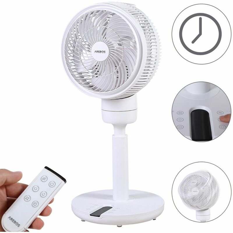 

Ventilador de circulación de aire 3D Ventilador de suelo de 55 W - Blanco - Arebos