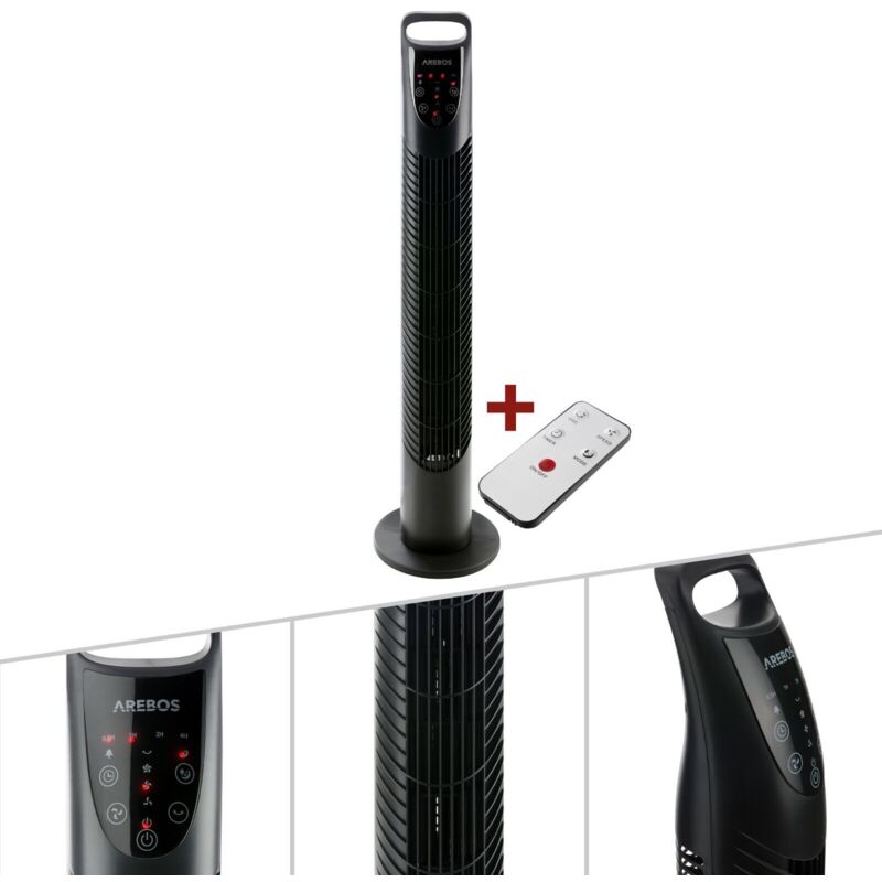 

Ventilador de torre de 40 W con mando a distancia negro - negro - Arebos