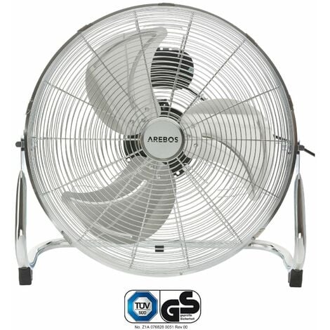 AREBOS Ventilatore pavimento 3 livelli di velocità GS Testato da TÜV Süd Argento