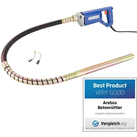 AREBOS Vibrador de hormigón Aguja vibrante electrica Vibrador de construcción eléctrico 800W longitud de varilla vibratoria de 2m para concreto