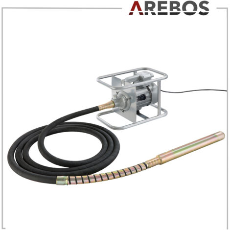 AREBOS Vibratore calcestruzzo 1500 W con ago interno impugnatura manuale robusta