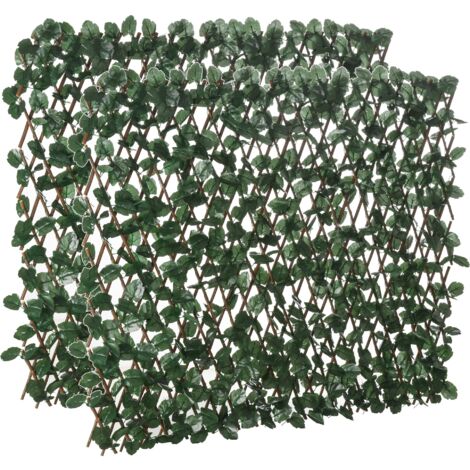 Arella Siepe Sintetica Artificiale a 2 Sezioni 200x100 cm da 356 Foglie di Edera Verde e Marrone