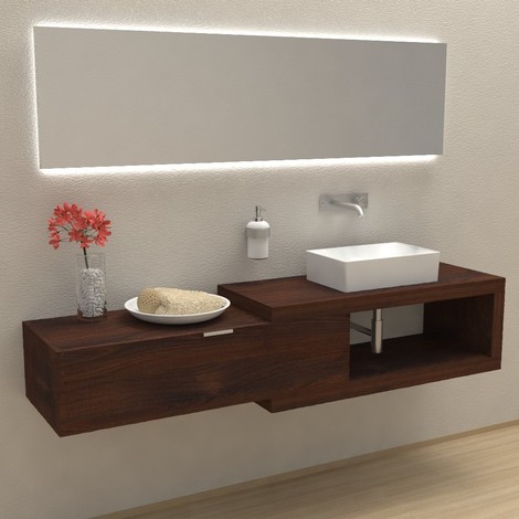 Arena 100 In Legno Massello Mobile Completo Arredo Bagno Frassino Naturale Verniciato Noce Scuro Profondita 40 Cm