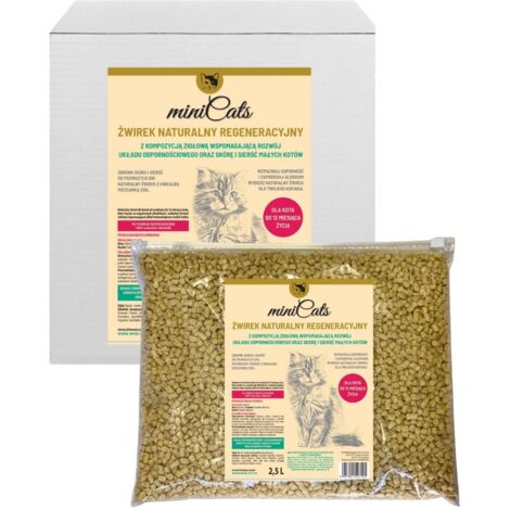 Arena natural para gatos miniCATS regenerativa con composición vegetal 2,5 l