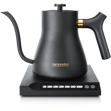 Arendo Edelstahl Wasserkocher mit Temperatureinstellung, 40° bis 100°, Warmhaltefunktion, Zwischenmessungen, 0,5 Liter, asiatisches Design