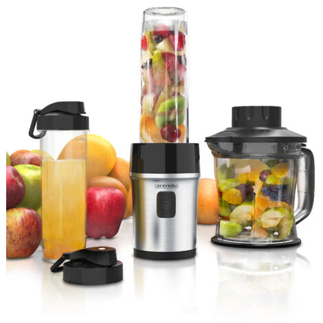 Arendo Standmixer 700 W, Edelstahl Mixer & Zerkleinerer 1,2L 2IN1 inkl. 2x Mixbehälter je 0,57L