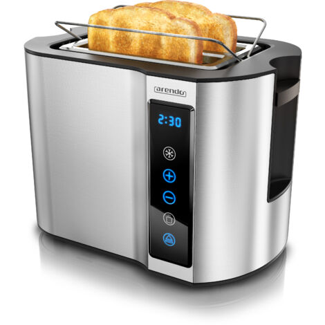 Arendo - Toaster 2 Scheiben Edelstahl Touchpanel - 800 W - Doppelwandgehäuse - Integrierter Brötchenaufsatz - 7 Bräunungsgrade