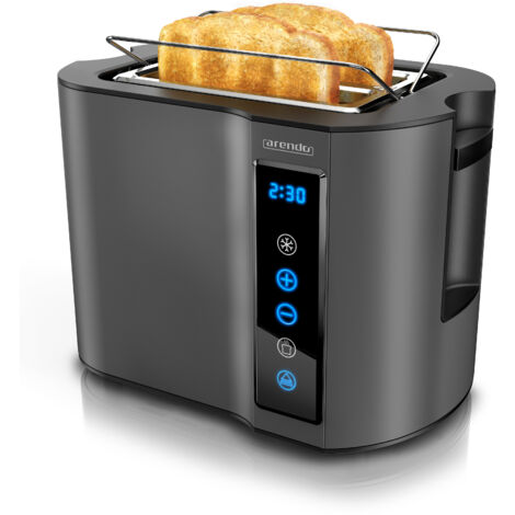 Arendo Toaster Kurzschlitz, Brötchenaufsatz, Wärmeisoliertes Gehäuse, Display, Touch