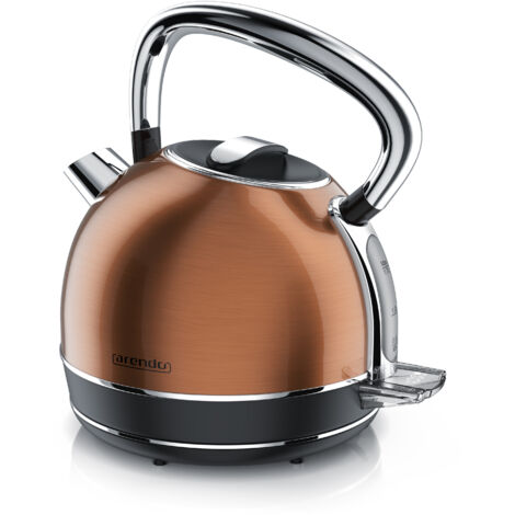 Arendo Wasserkocher mit Temperatureinstellung, 1,7 l, 2200 W, Edelstahl Retro Style Vintage, Überhitzung & Trockenkochschutz, kupfer