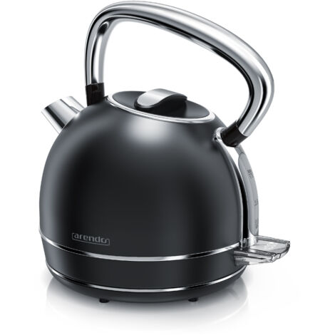 Arendo Wasserkocher mit Temperatureinstellung, 1,7 l, 2200 W, Edelstahl Retro Style Vintage, Überhitzung & Trockenkochschutz, schwarz