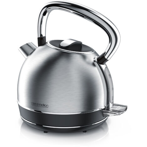 Arendo Wasserkocher mit Temperatureinstellung, 1,7 l, 2200 W, Edelstahl Retro Style Vintage, Überhitzung & Trockenkochschutz, silber