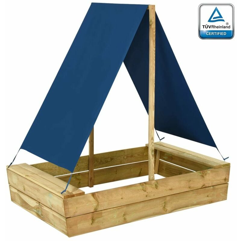 

Arenero con tejado de madera de pino impregnada 80x60x97,5 cm