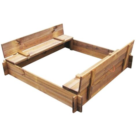 Arenero de jardín para niños cuadrado de madera impregnada vidaXL - Marrón