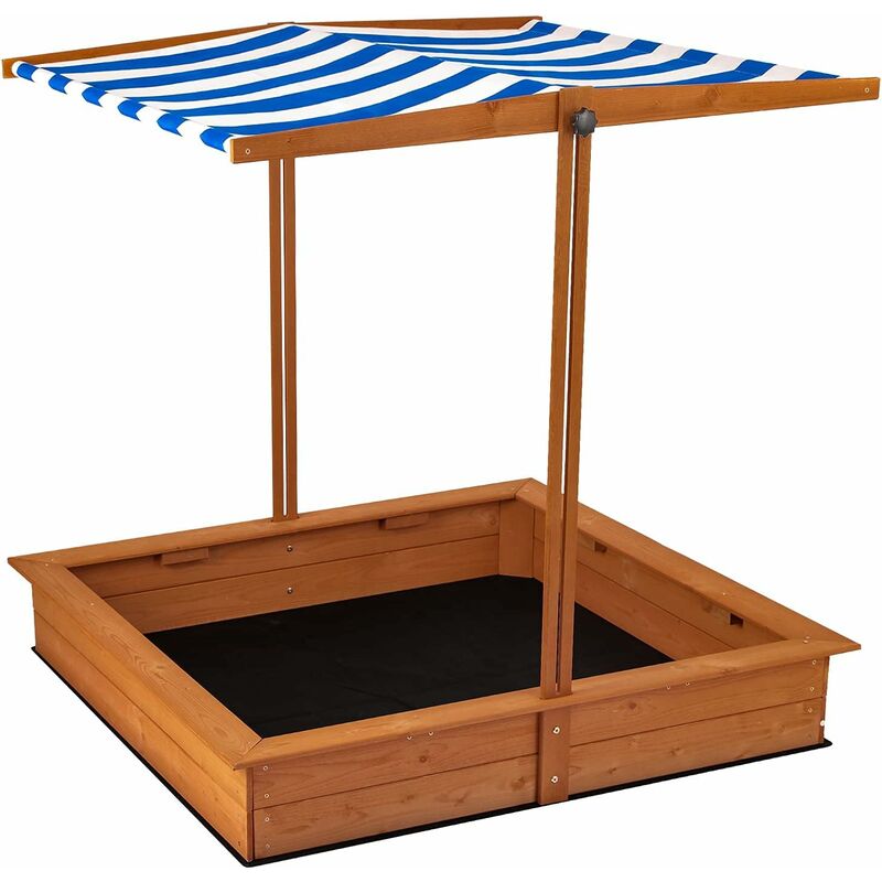 

Arenero de madera, arenero para niños con techo ajustable | Resistente a la intemperie y protección UV | Adecuado para exteriores, patio trasero,