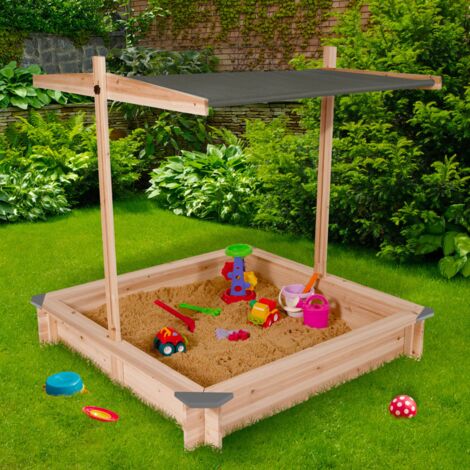 Arenero KIDS de madera con techo corredizo gris