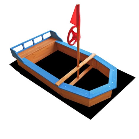 Arenero niños forma barco madera 150x78x85cm Zona juegos infantil Jardín Jugar Aire libre Terraza