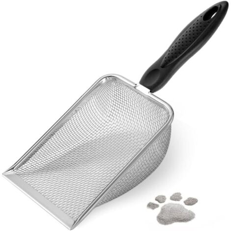Arenero para gatos, bandeja de arena para gatos, arenero de acero inoxidable, arenero fácil de limpiar (negro)