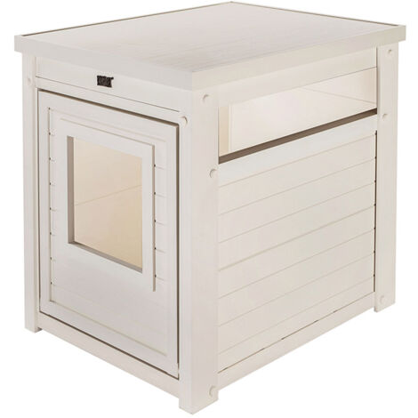 Arenero para Gatos Cubierto Borneo - Fabricado en ECOFLEX - Integra el arenero en la decoración de tu hogar, 58x44,6x70,2 cm, 4 Colores (Blanco)