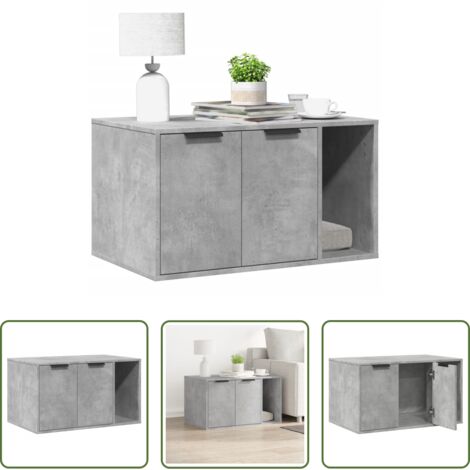 Arenero para gatos -  Mueble arenero para gatos madera gris hormigón 80x50x45 cm