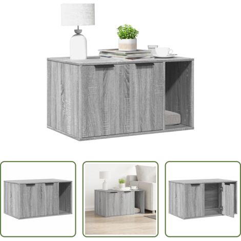 Arenero para gatos -  Mueble arenero para gatos madera gris Sonoma 80x50x45 cm