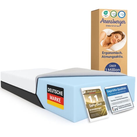 ARENSBERGER 90x200 cm – 16 cm NANOCELL® Gel-Schaum – H3 Härtegrad – Atmungsaktiv – Abnehmbarer Bezug 240g/m²