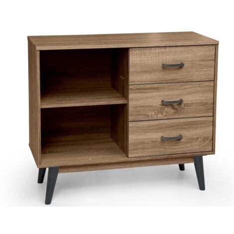 ARES MOBILE IN LEGNO CON 3 CASSETTI E 2 VANI 94 X 38 X 80 CM COLORE NOCE
