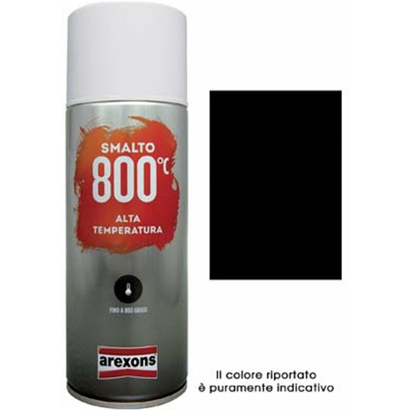Laque en spray Arexons résistante aux hautes températures en 100% acrylique, couleur noire, format 400 ml.