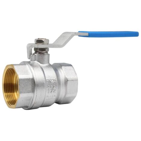ARFOSA valvula esfera 1 1/2hh serie ligera pn25 , Válvula de esfera Serie Ligera PN25 Paso estándar Palanca ergonómica de color azul Cuerpo de latón CW617N cromado UNE