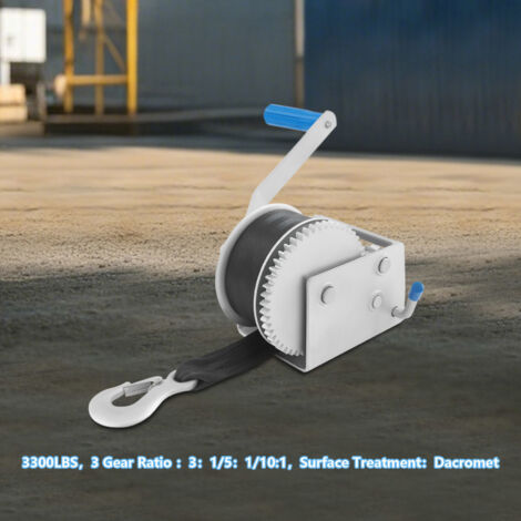 Argano manuale con processo Dacromet, argano manuale con 3 rapporti di trasmissione, argano manuale 3300 lbs con funzione bloccaggio