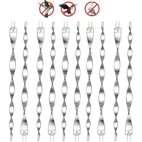 (Argent) 10 pièces répulsif pour oiseaux, répulsif réfléchissant pour oiseaux, 30cm spirale lumineuse réfléchissante 360 degrés pour balcons, arbres fruitiers, jardins potagers.