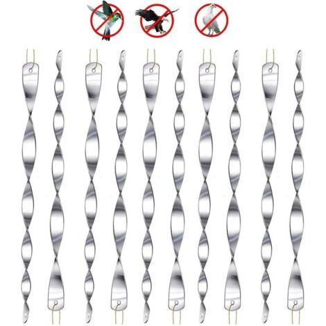 (Argent) 10 pièces répulsif pour oiseaux, répulsif réfléchissant pour oiseaux, 30cm spirale lumineuse réfléchissante 360 degrés pour balcons, arbres fruitiers, jardins potagers.