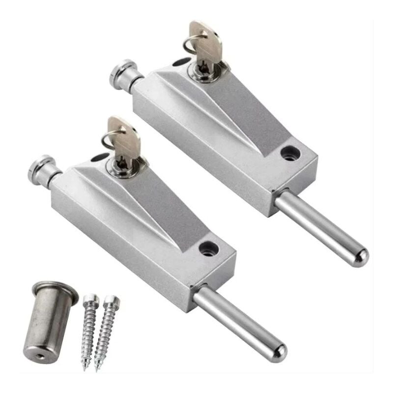 Csparkv - argent) 2 pièces Verrou de porte en alliage d'aluminium, verrou de sol, verrou de sécurité antivol, verrou de porte tournante